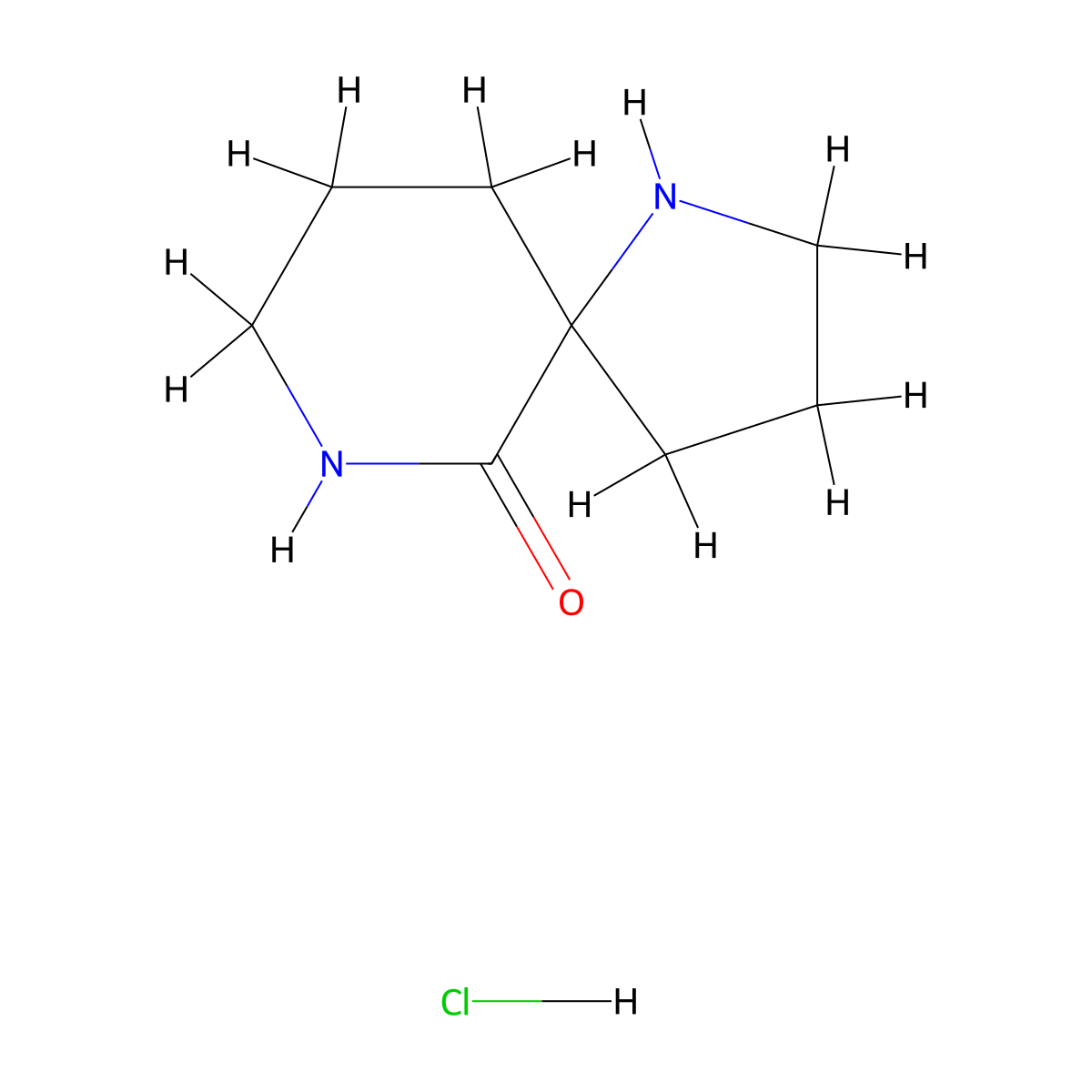 1,7-Diazaspiro[4.5]decan-6-one hydrochloride molecular structure, CAS 1203682-21-6