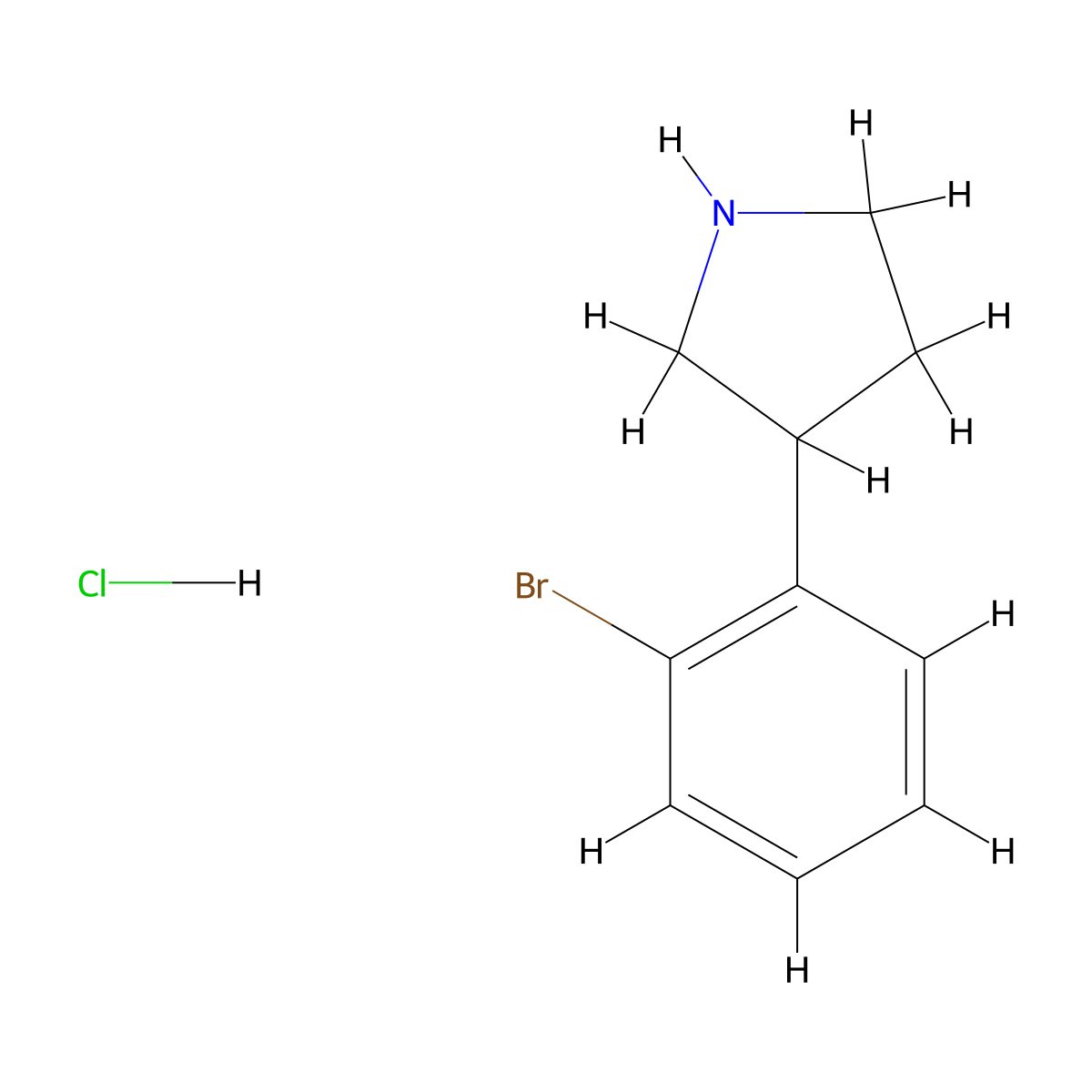 3-(2-Bromophenyl)pyrrolidine hydrochloride molecular structure, CAS 1203682-28-3