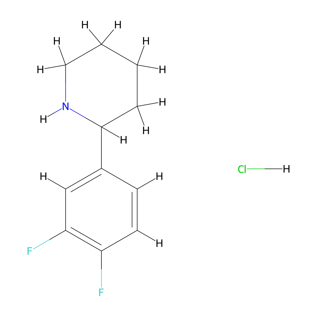 2-(3,4-Difluorophenyl)piperidine hydrochloride molecular structure, CAS 1203682-32-9