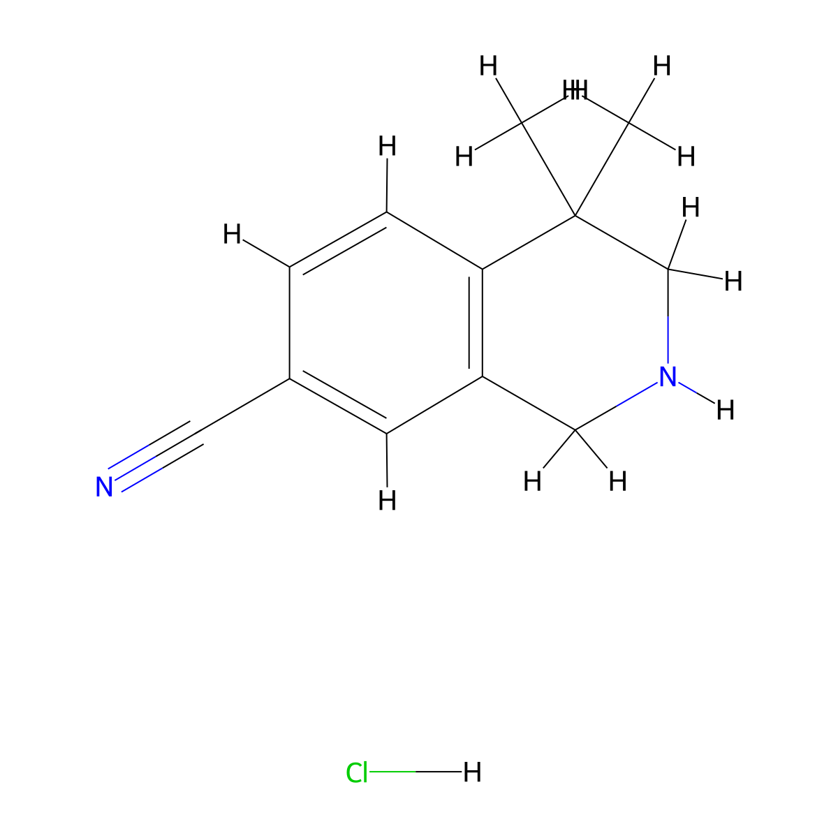 4,4-Dimethyl-1,2,3,4-tetrahydroisoquinoline-7-carbonitrile hydrochloride molecular structure, CAS 1203682-40-9