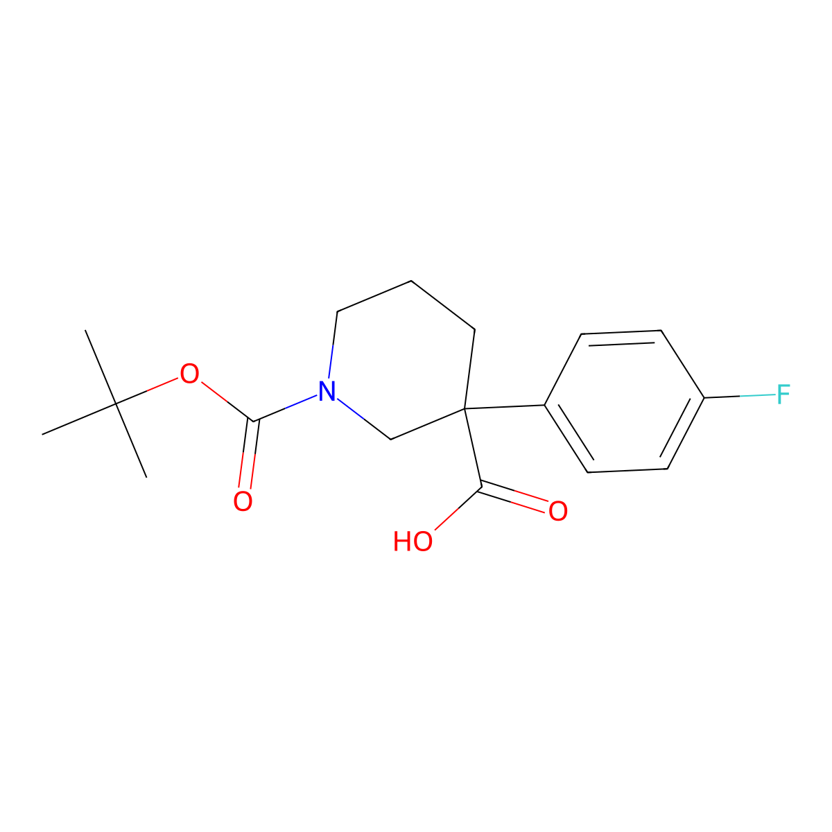 1-[(Tert-butoxy)carbonyl]-3-(4-fluorophenyl)piperidine-3-carboxylic acid molecular structure, CAS 1203682-65-8