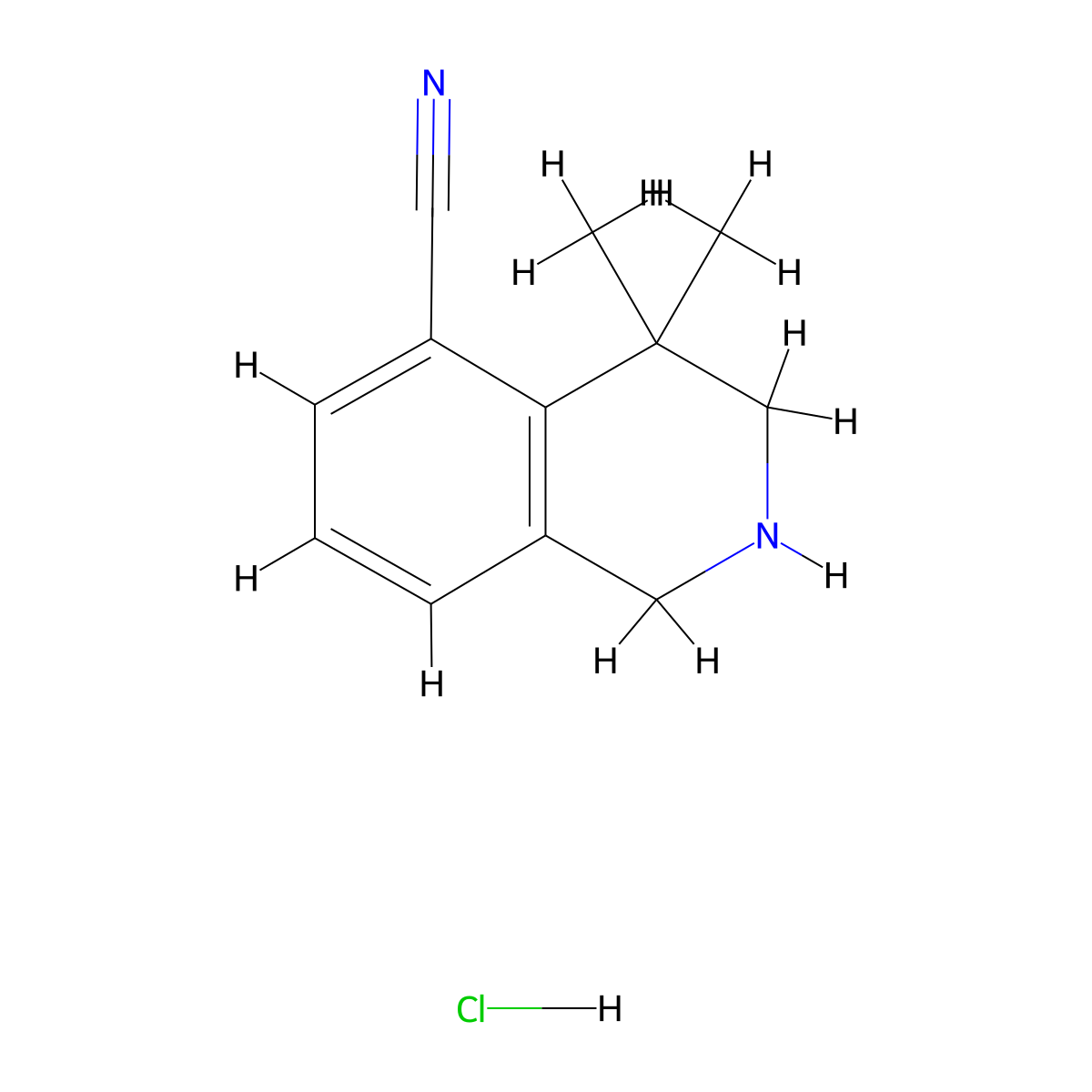 4,4-Dimethyl-1,2,3,4-tetrahydroisoquinoline-5-carbonitrile hydrochloride molecular structure, CAS 1203682-69-2