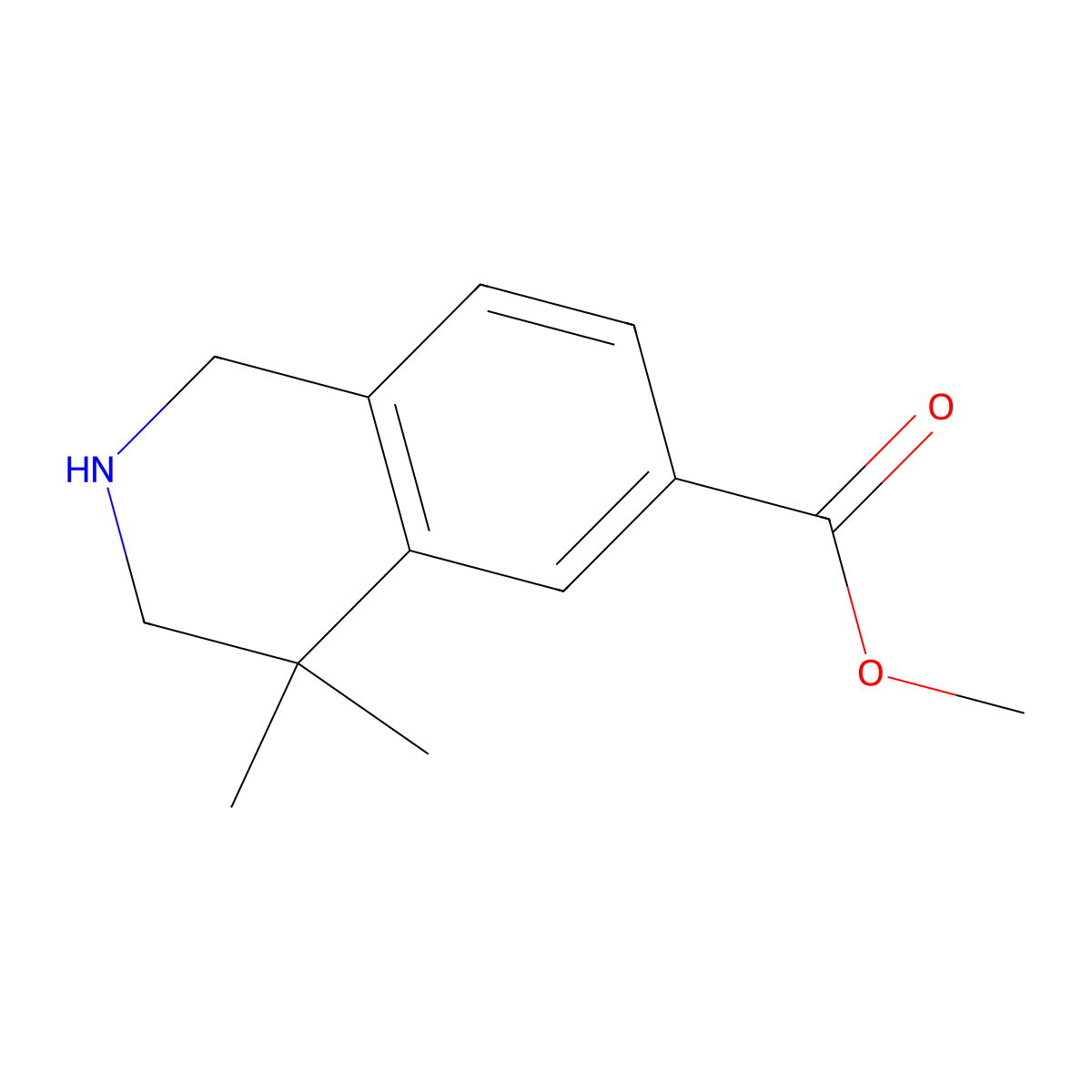 Methyl 4,4-dimethyl-1,2,3,4-tetrahydroisoquinoline-6-carboxylate molecular structure, CAS 1203682-73-8