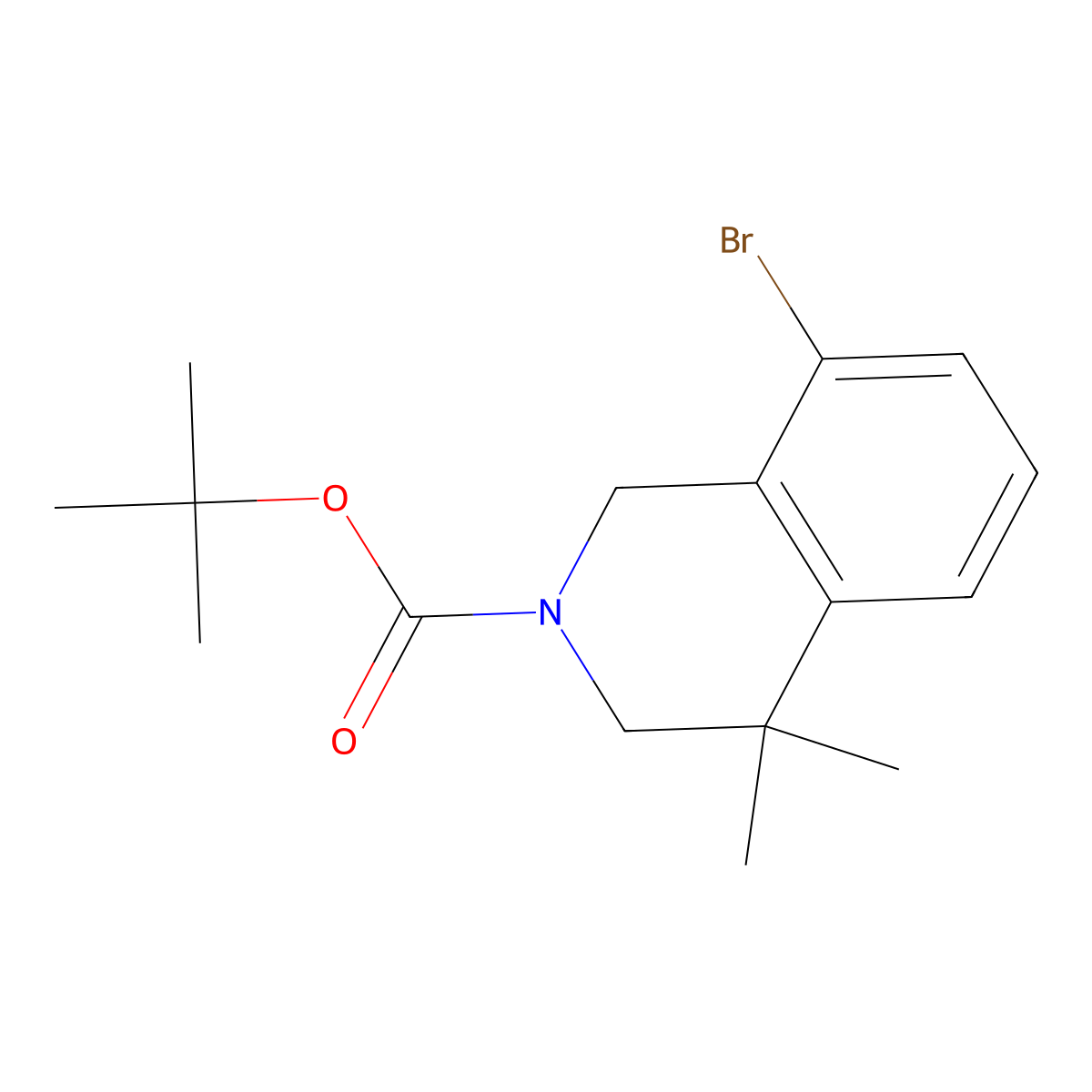 Tert-butyl 8-bromo-4,4-dimethyl-1,2,3,4-tetrahydroisoquinoline-2-carboxylate molecular structure, CAS 1203682-74-9