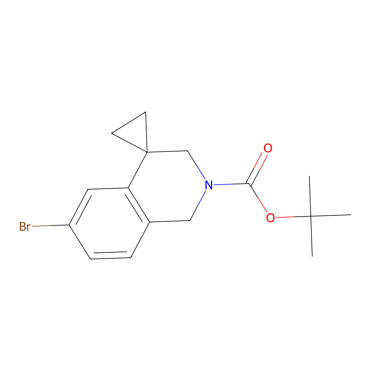 tert-butyl 6'-bromo-2',3'-dihydro-1'H-spiro[cyclopropane-1,4'-isoquinoline]-2'-carboxylate molecular structure, CAS 1203682-77-2