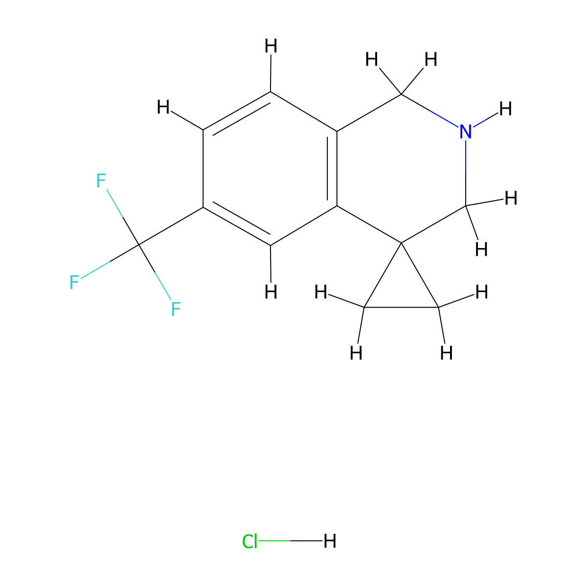 6'-(trifluoromethyl)-2',3'-dihydro-1'H-spiro[cyclopropane-1,4'-isoquinoline] hydrochloride molecular structure, CAS 1203682-82-9