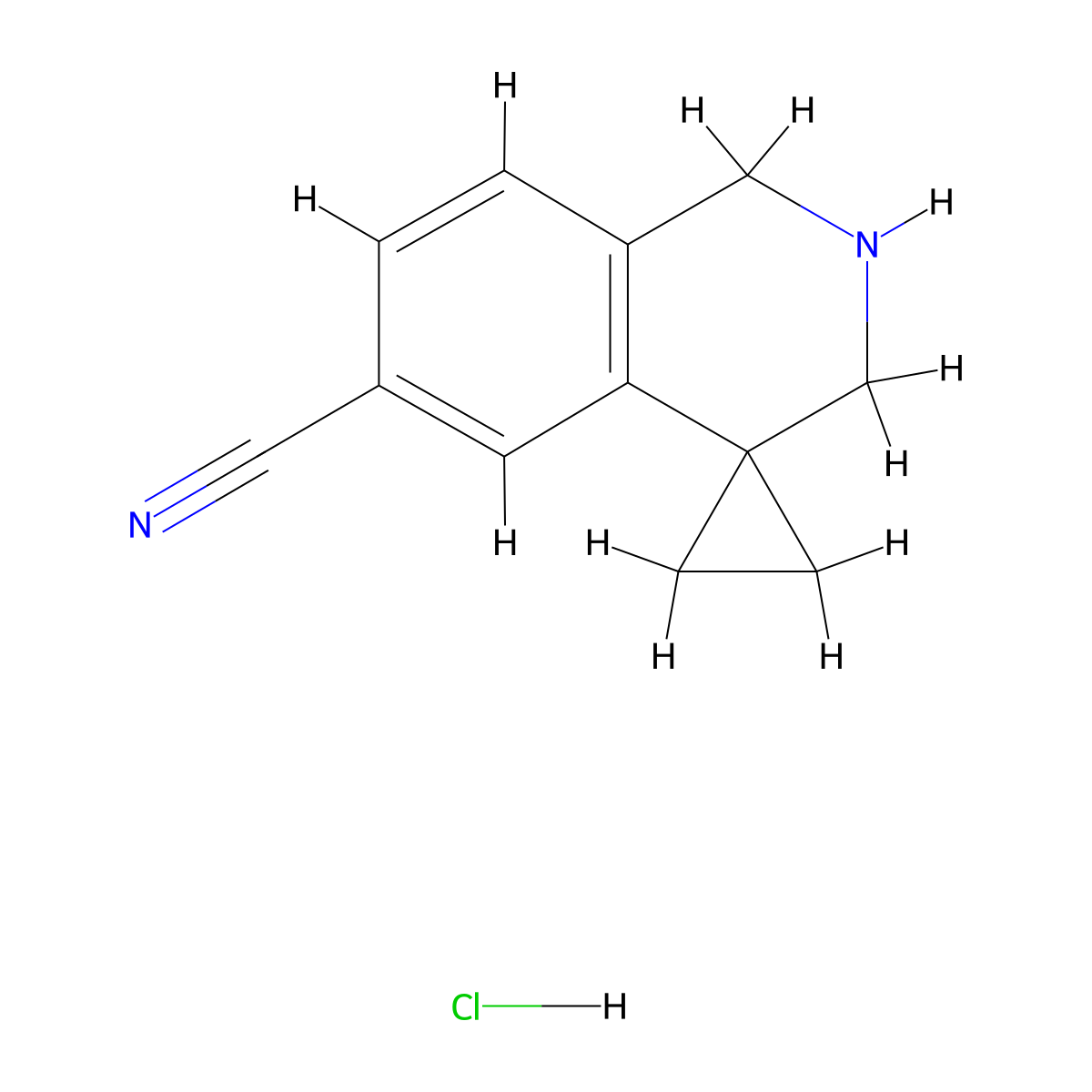 2',3'-dihydro-1'H-spiro[cyclopropane-1,4'-isoquinoline]-6'-carbonitrile hydrochloride molecular structure, CAS 1203682-92-1