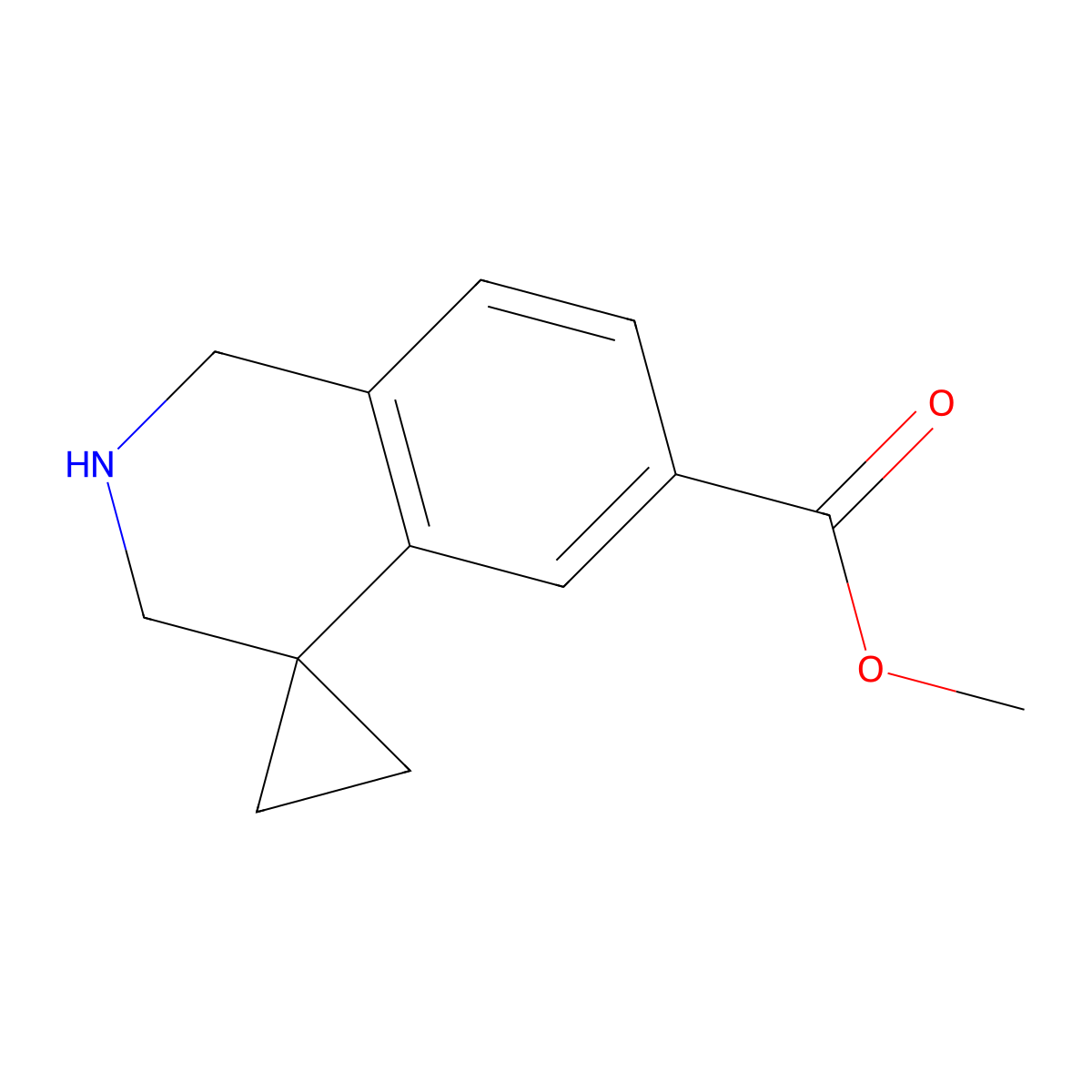 Methyl 2',3'-dihydro-1'H-spiro[cyclopropane-1,4'-isoquinoline]-6'-carboxylate molecular structure, CAS 1203682-98-7