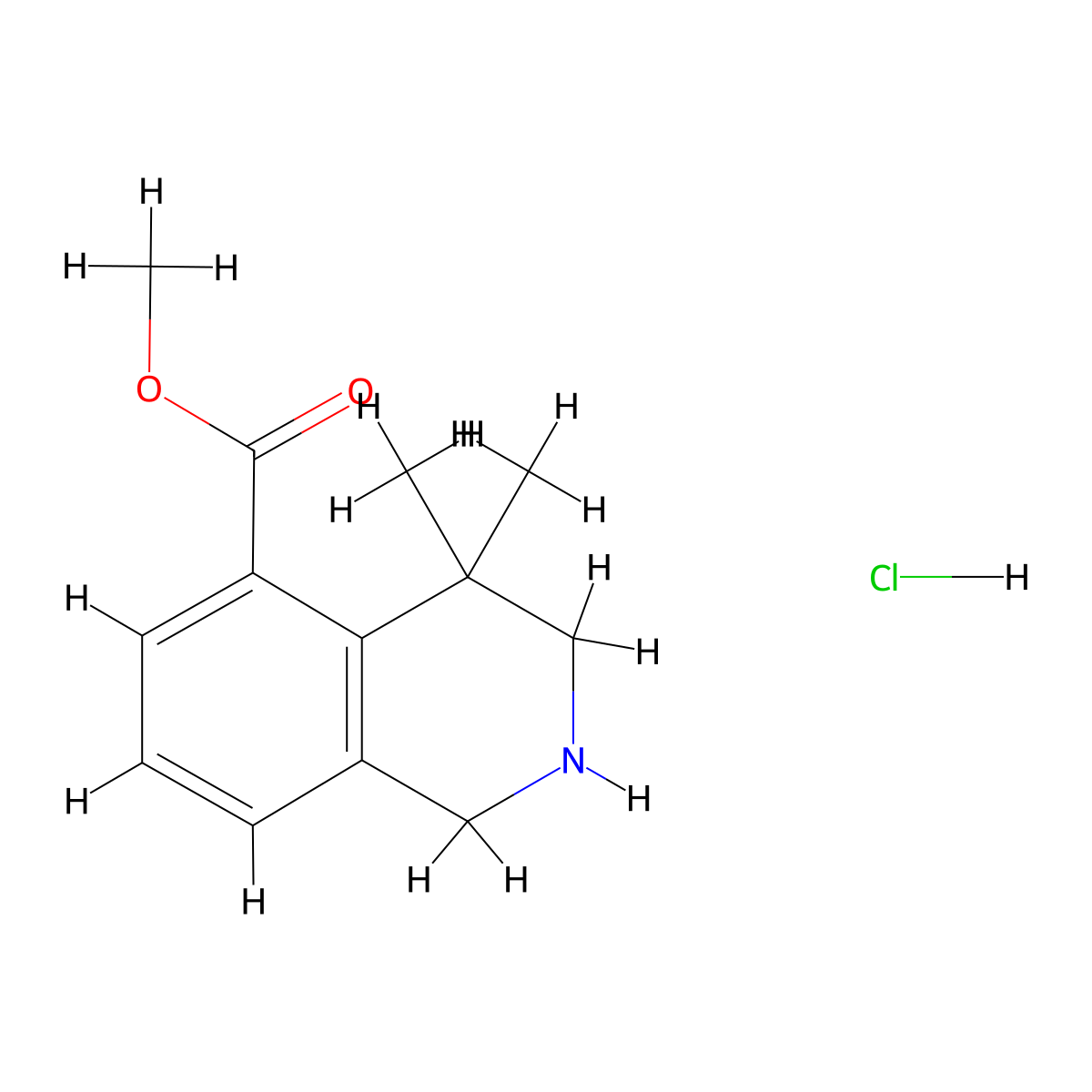 Methyl 4,4-dimethyl-1,2,3,4-tetrahydroisoquinoline-5-carboxylate hydrochloride molecular structure, CAS 1203682-99-8