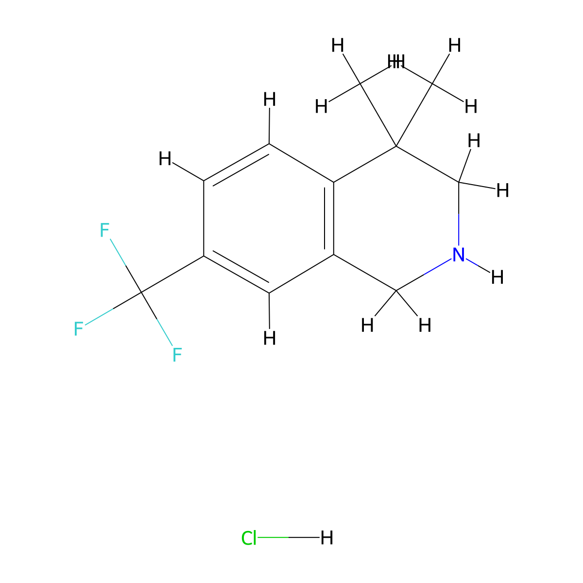4,4-Dimethyl-7-(trifluoromethyl)-1,2,3,4-tetrahydroisoquinoline hydrochloride molecular structure, CAS 1203683-03-7