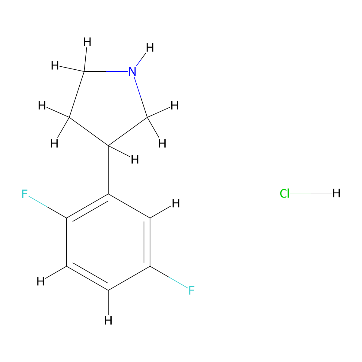 3-(2,5-Difluorophenyl)pyrrolidine hcl molecular structure, CAS 1203683-07-1