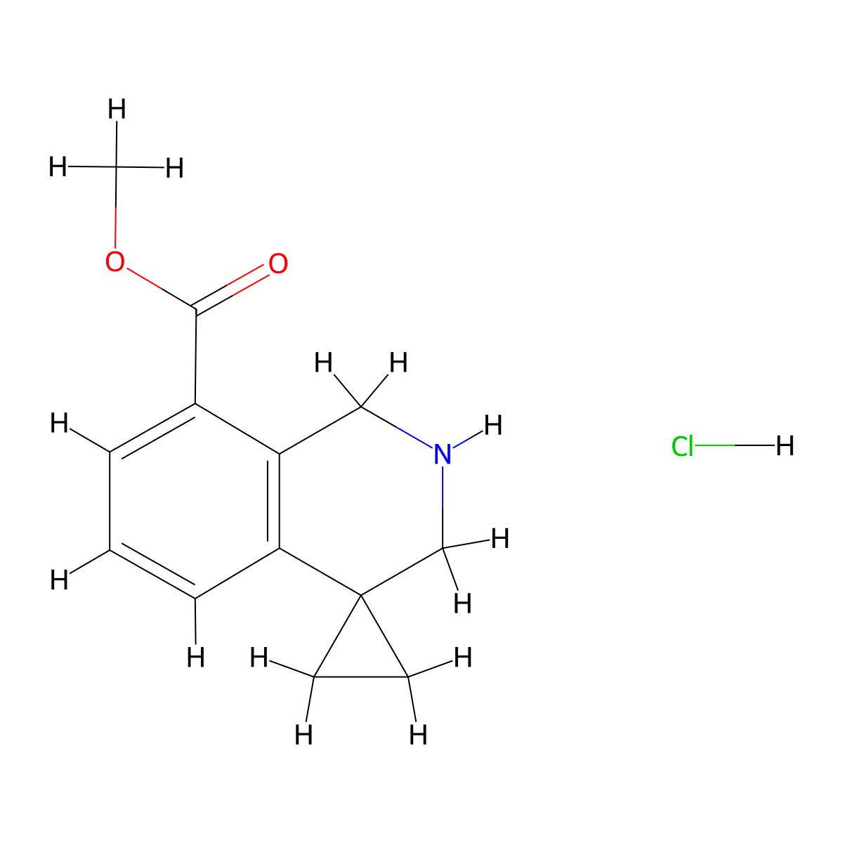 methyl 2',3'-dihydro-1'H-spiro[cyclopropane-1,4'-isoquinoline]-8'-carboxylate hydrochloride molecular structure, CAS 1203683-18-4