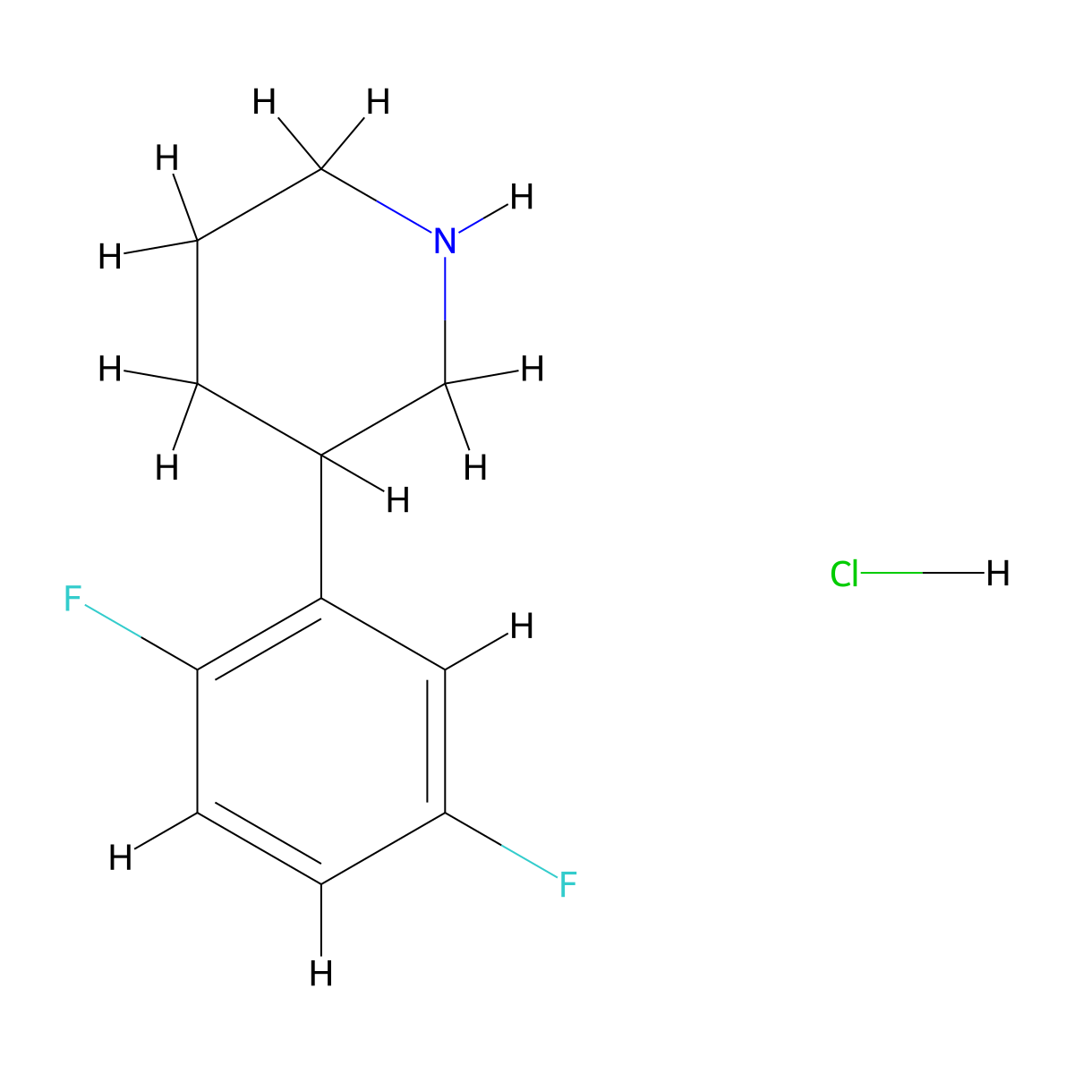 3-(2,5-Difluorophenyl)piperidine hydrochloride molecular structure, CAS 1203683-19-5