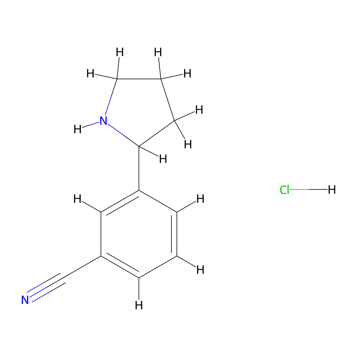 3-(Pyrrolidin-2-yl)benzonitrile hydrochloride molecular structure, CAS 1203683-21-9