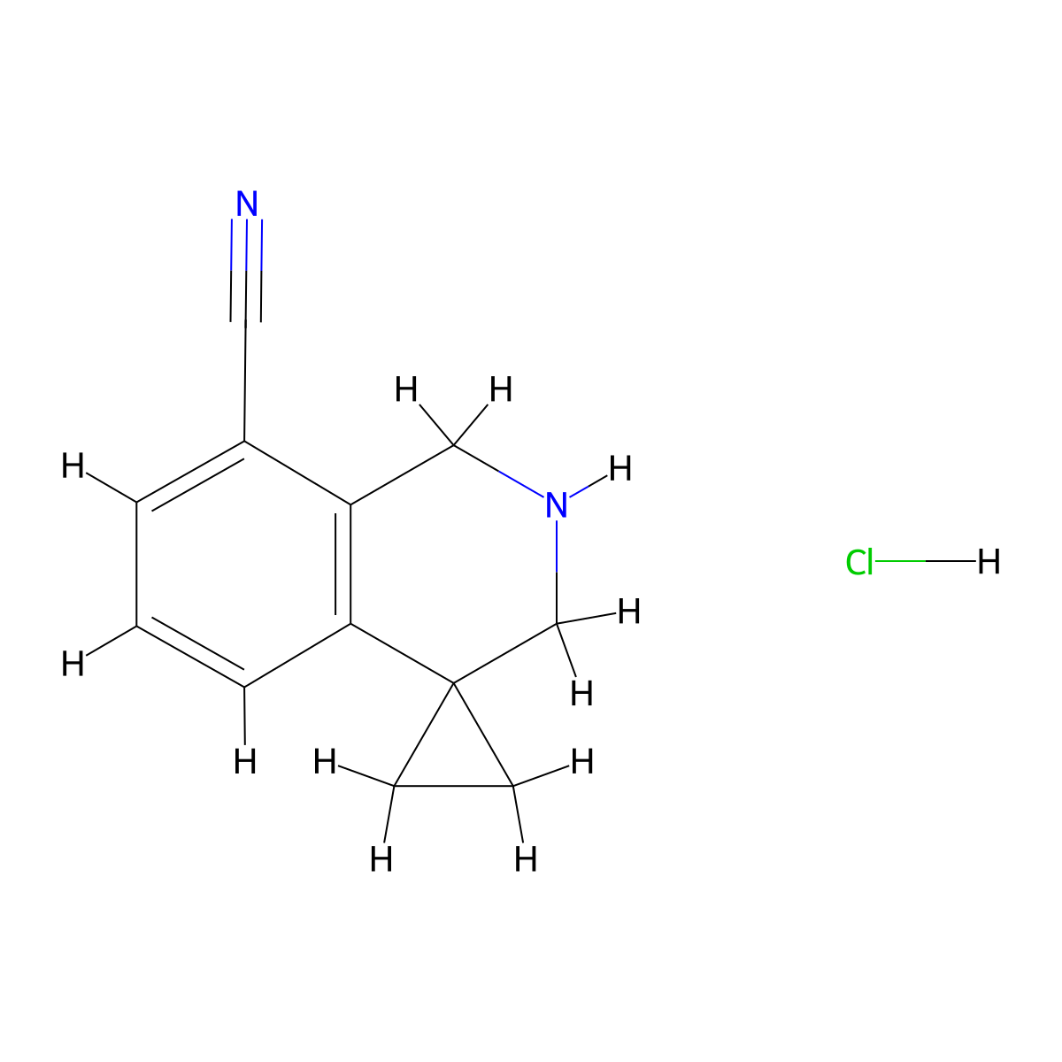 2',3'-dihydro-1'H-spiro[cyclopropane-1,4'-isoquinoline]-8'-carbonitrile hydrochloride molecular structure, CAS 1203683-22-0