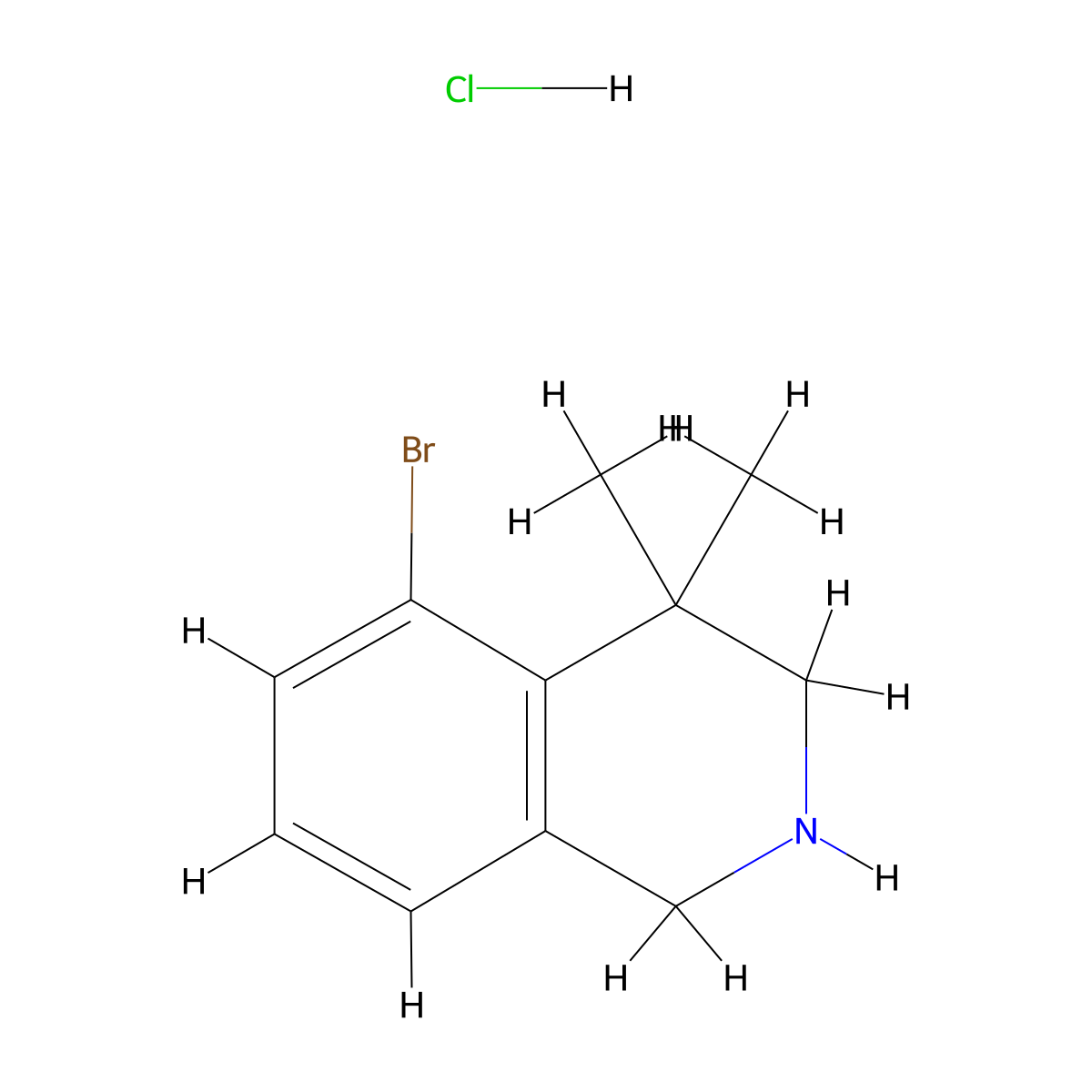5-Bromo-4,4-dimethyl-1,2,3,4-tetrahydroisoquinoline hydrochloride molecular structure, CAS 1203683-41-3