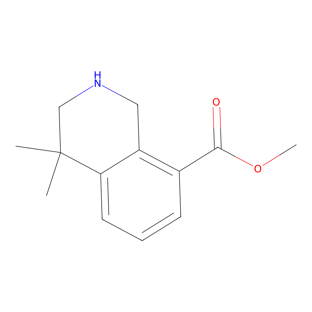 Methyl 4,4-dimethyl-1,2,3,4-tetrahydroisoquinoline-8-carboxylate molecular structure, CAS 1203683-50-4