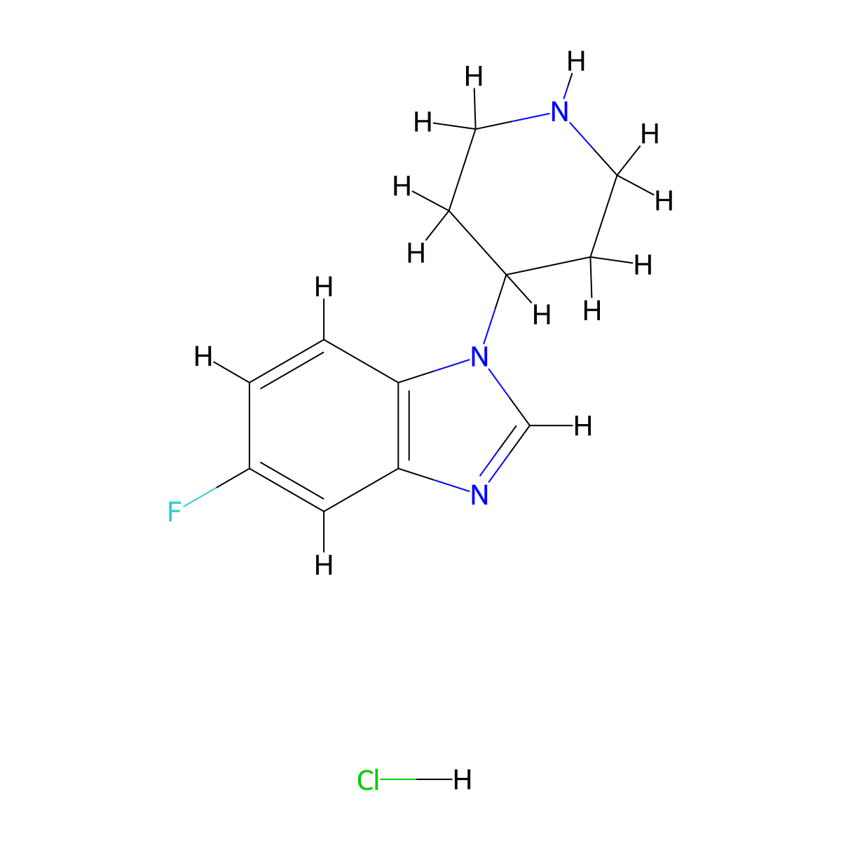 5-fluoro-1-(piperidin-4-yl)-1H-1,3-benzodiazole hydrochloride molecular structure, CAS 1203683-55-9