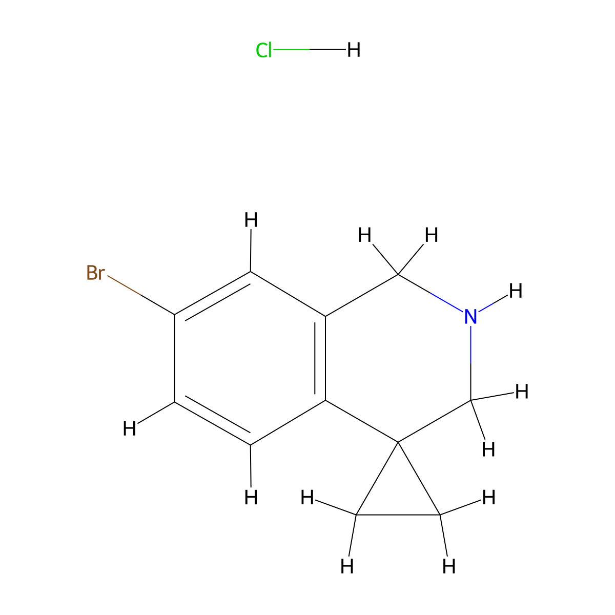 7'-bromo-2',3'-dihydro-1'H-spiro[cyclopropane-1,4'-isoquinoline] hydrochloride molecular structure, CAS 1203683-64-0