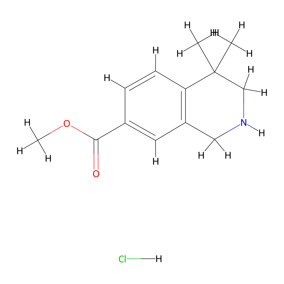 Methyl 4,4-dimethyl-1,2,3,4-tetrahydroisoquinoline-7-carboxylate hydrochloride molecular structure, CAS 1203683-65-1