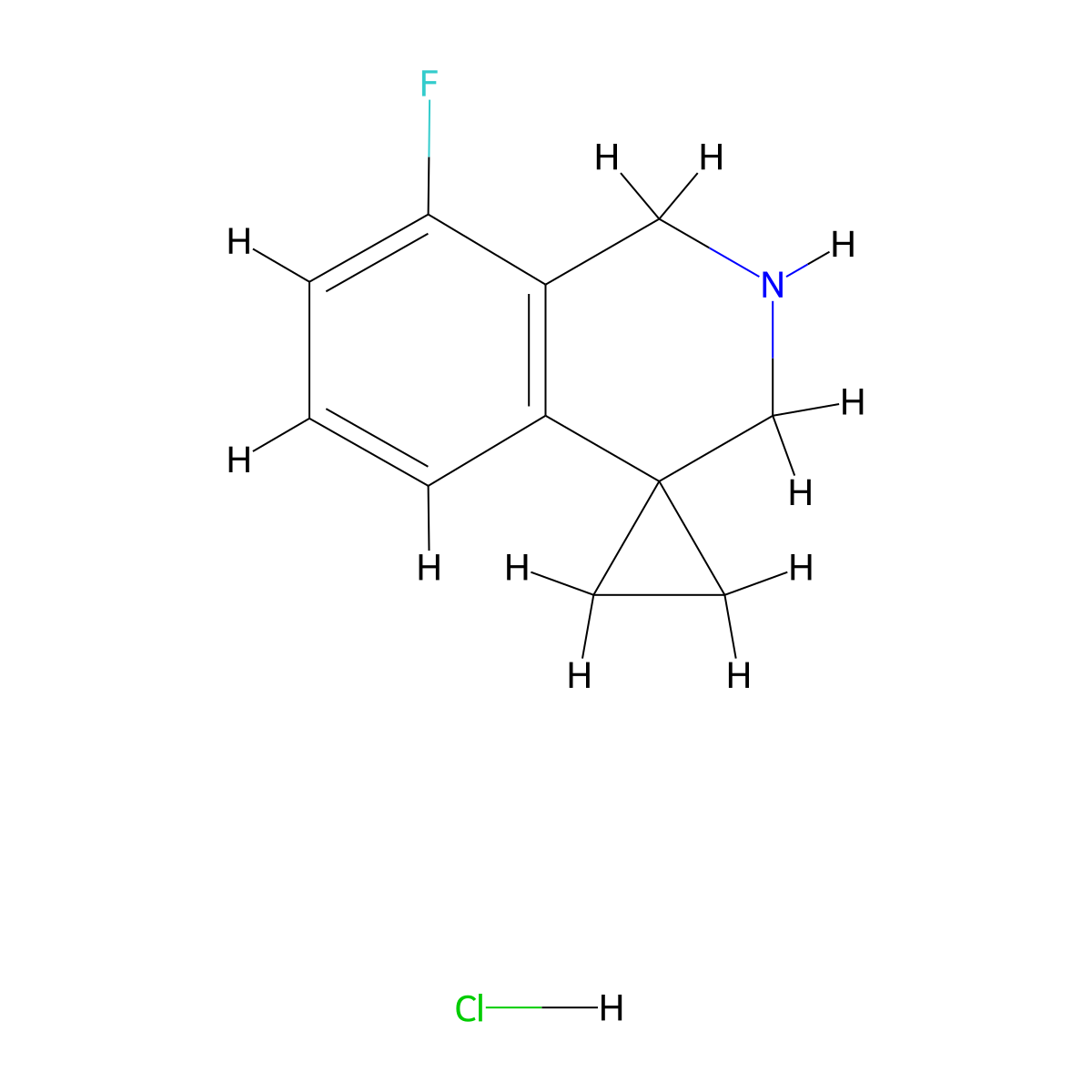 8'-fluoro-2',3'-dihydro-1'H-spiro[cyclopropane-1,4'-isoquinoline] hydrochloride molecular structure, CAS 1203683-74-2
