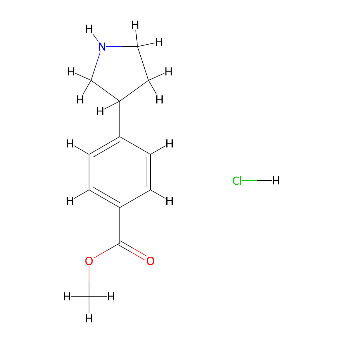 Methyl 4-(pyrrolidin-3-yl)benzoate hydrochloride molecular structure, CAS 1203683-93-5