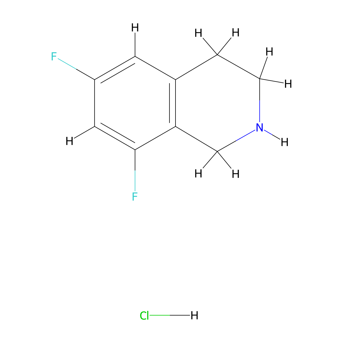 6,8-Difluoro-1,2,3,4-tetrahydroisoquinoline hydrochloride molecular structure, CAS 1203684-62-1