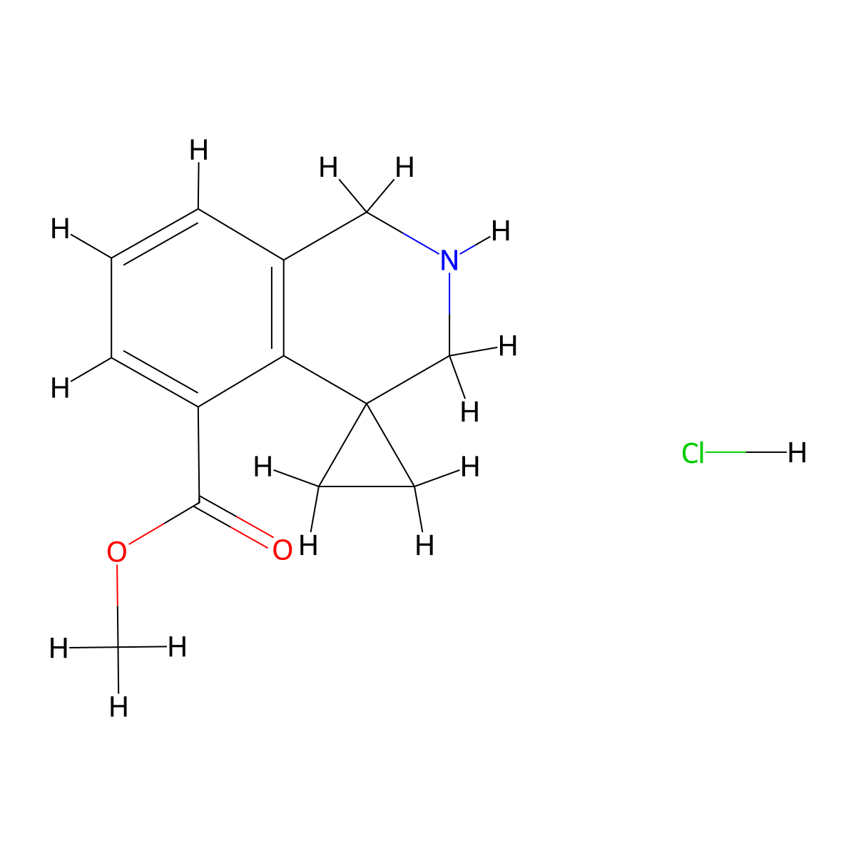 methyl 2',3'-dihydro-1'H-spiro[cyclopropane-1,4'-isoquinoline]-5'-carboxylate hydrochloride molecular structure, CAS 1203684-69-8