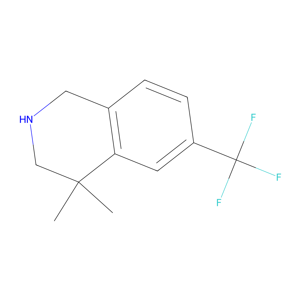 4,4-Dimethyl-6-(trifluoromethyl)-1,2,3,4-tetrahydroisoquinoline molecular structure, CAS 1203684-72-3