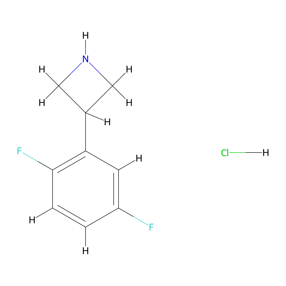3-(2,5-Difluorophenyl)azetidine hydrochloride molecular structure, CAS 1203684-88-1