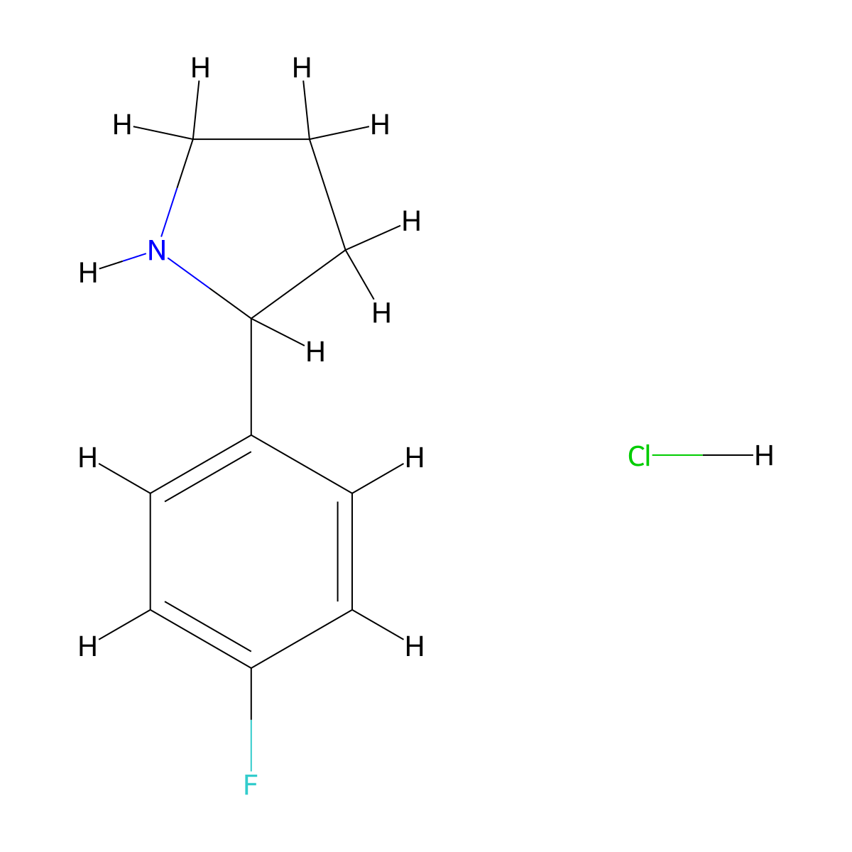 (2S)-2-(4-Fluorophenyl)pyrrolidine hydrochloride molecular structure, CAS 1203684-91-6