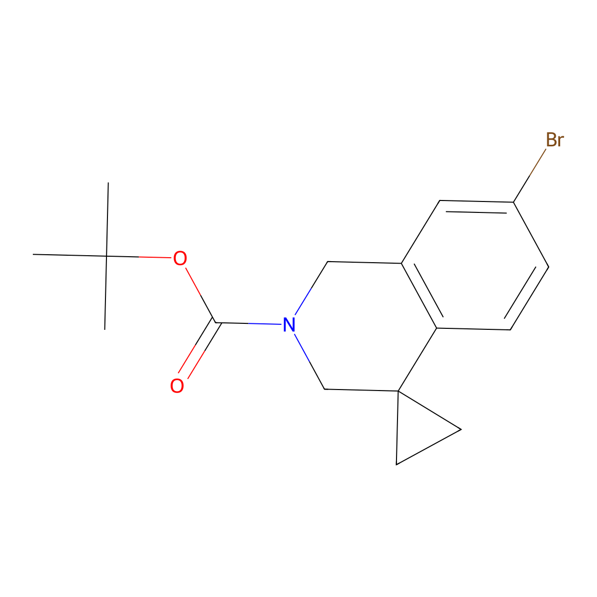 tert-butyl 7'-bromo-2',3'-dihydro-1'H-spiro[cyclopropane-1,4'-isoquinoline]-2'-carboxylate molecular structure, CAS 1203684-92-7
