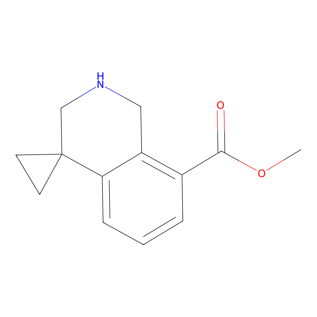 Methyl 2',3'-dihydro-1'H-spiro[cyclopropane-1,4'-isoquinoline]-8'-carboxylate molecular structure, CAS 1203684-94-9