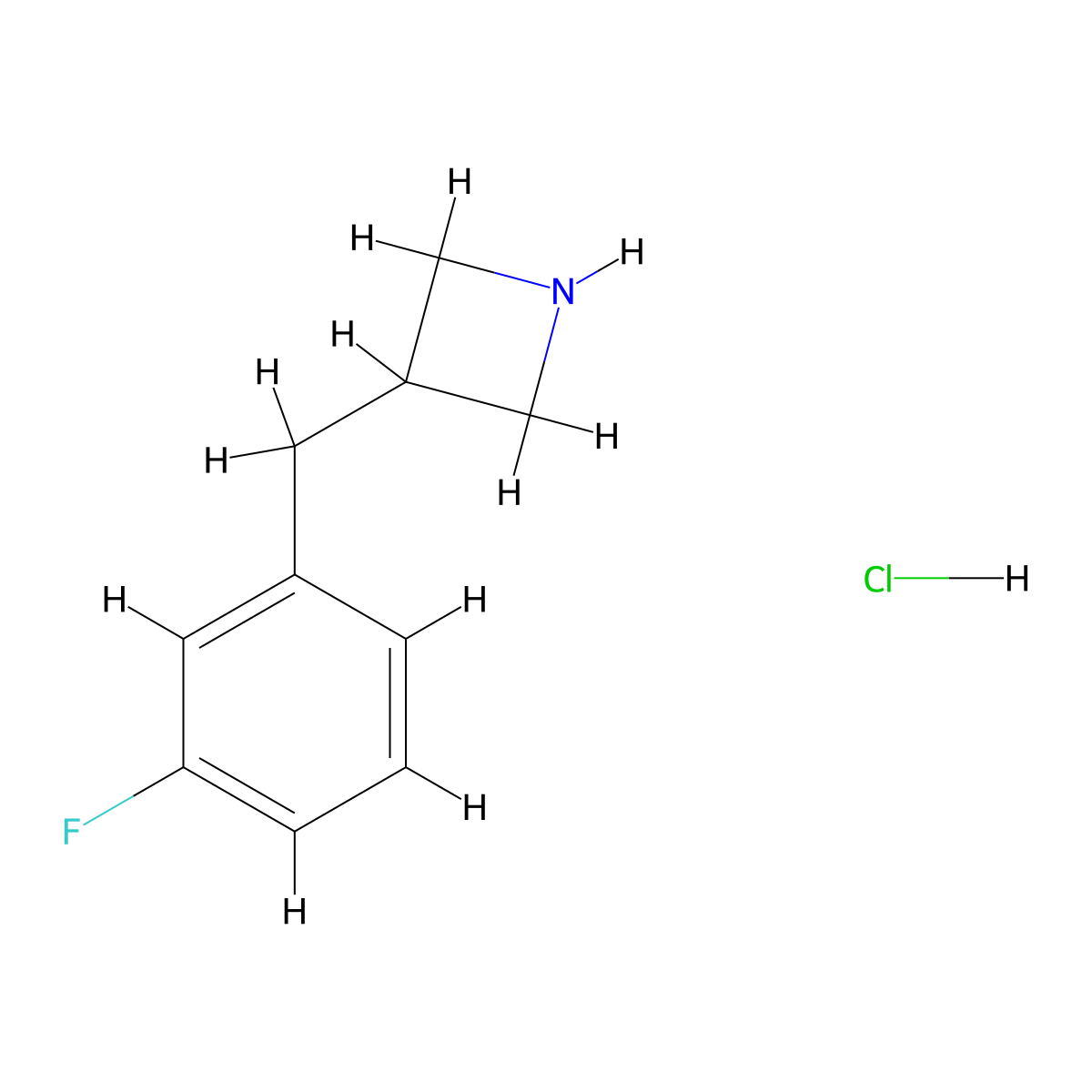 3-[(3-Fluorophenyl)methyl]azetidine hydrochloride molecular structure, CAS 1203685-01-1