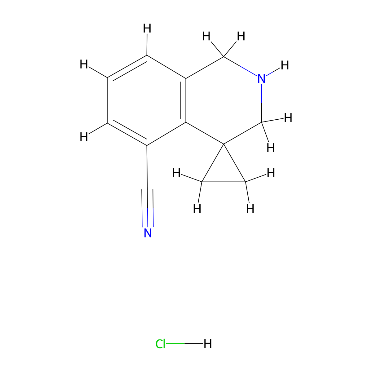 2',3'-dihydro-1'H-spiro[cyclopropane-1,4'-isoquinoline]-5'-carbonitrile hydrochloride molecular structure, CAS 1203685-03-3