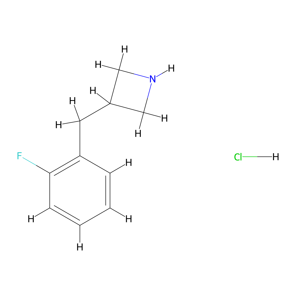 3-[(2-Fluorophenyl)methyl]azetidine hydrochloride molecular structure, CAS 1203685-13-5