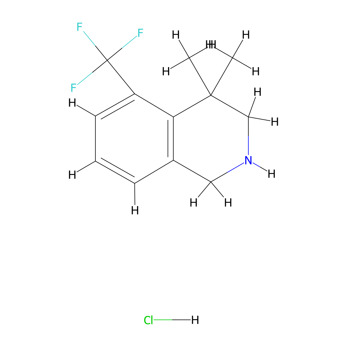 4,4-Dimethyl-5-(trifluoromethyl)-1,2,3,4-tetrahydroisoquinoline hydrochloride molecular structure, CAS 1203685-16-8