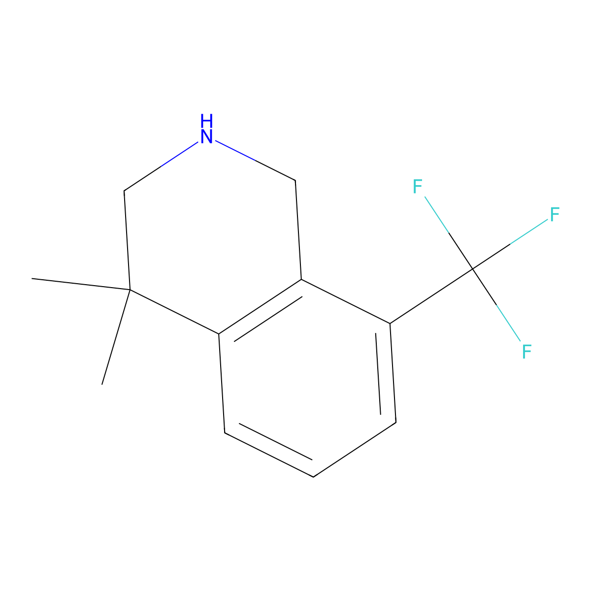 4,4-Dimethyl-8-(trifluoromethyl)-1,2,3,4-tetrahydroisoquinoline molecular structure, CAS 1203685-19-1