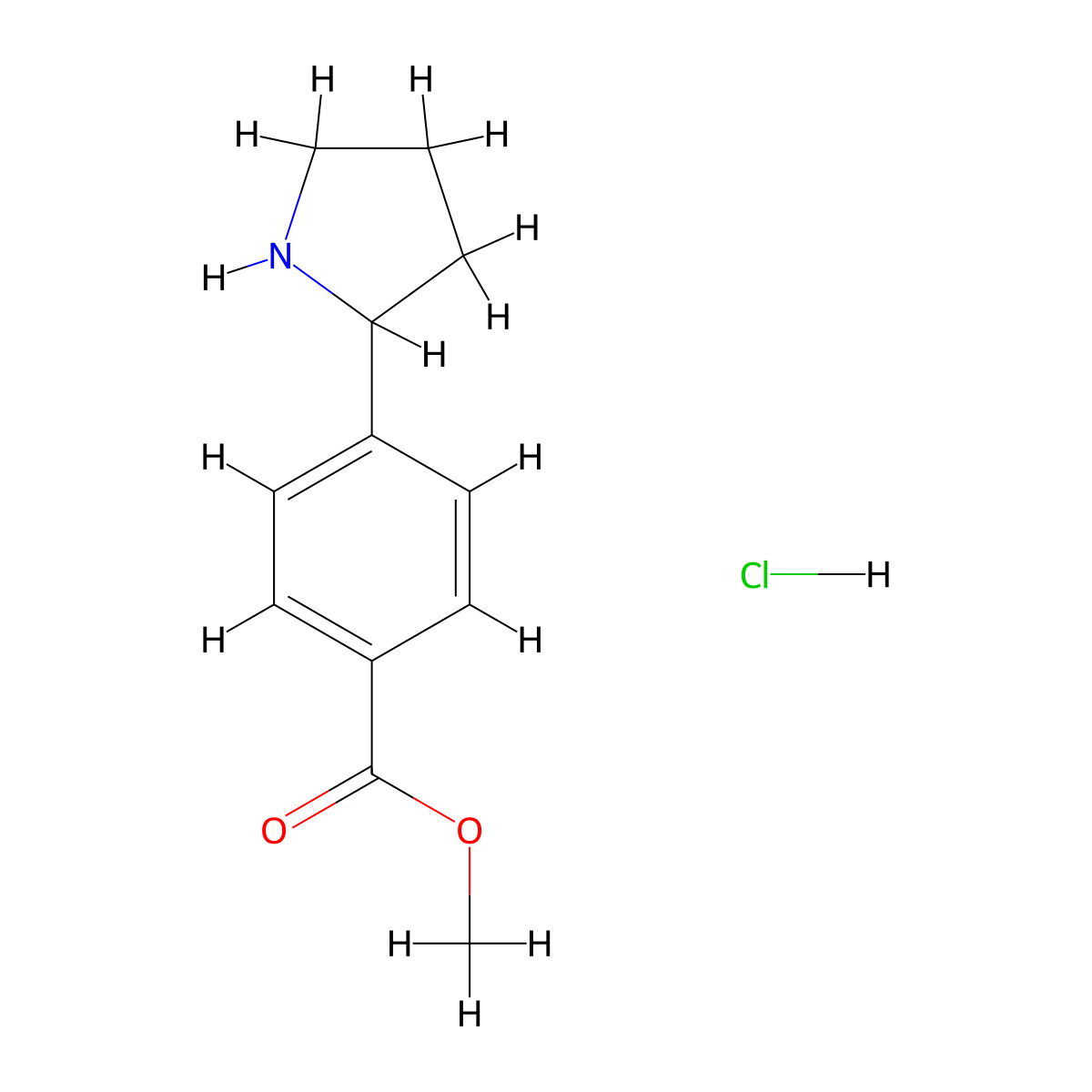 Methyl 4-(pyrrolidin-2-yl)benzoate hydrochloride molecular structure, CAS 1203685-30-6
