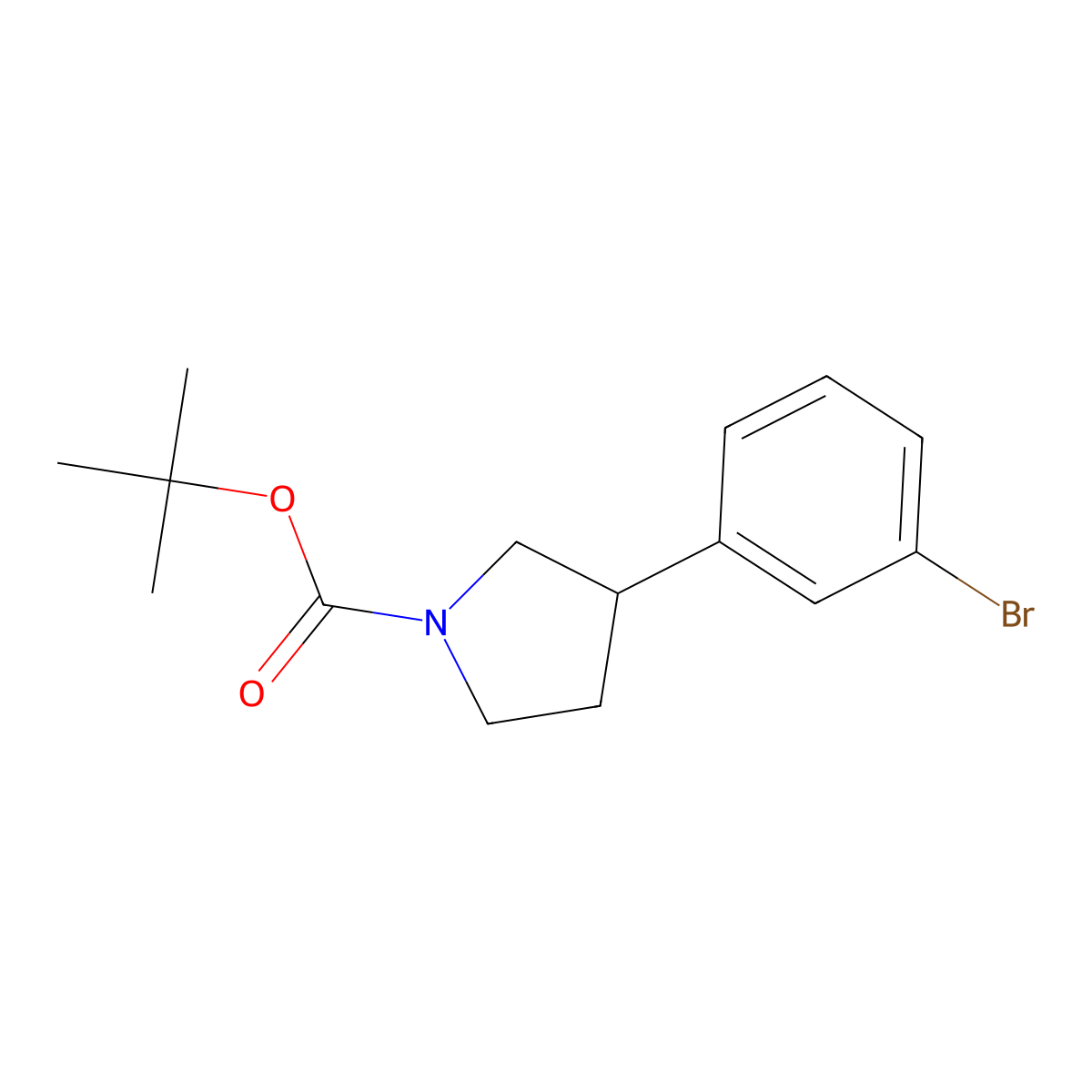 Tert-butyl 3-(3-bromophenyl)pyrrolidine-1-carboxylate molecular structure, CAS 1203685-37-3