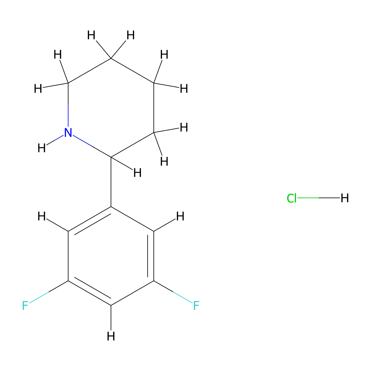 2-(3,5-Difluorophenyl)piperidine;hydrochloride molecular structure, CAS 1203685-51-1