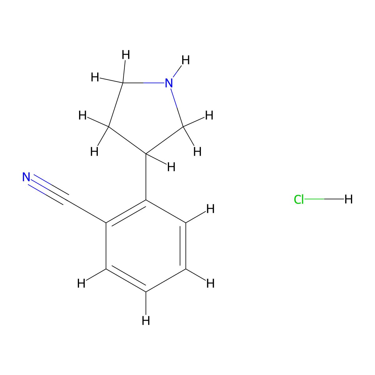 2-(Pyrrolidin-3-yl)benzonitrile hydrochloride molecular structure, CAS 1203685-82-8