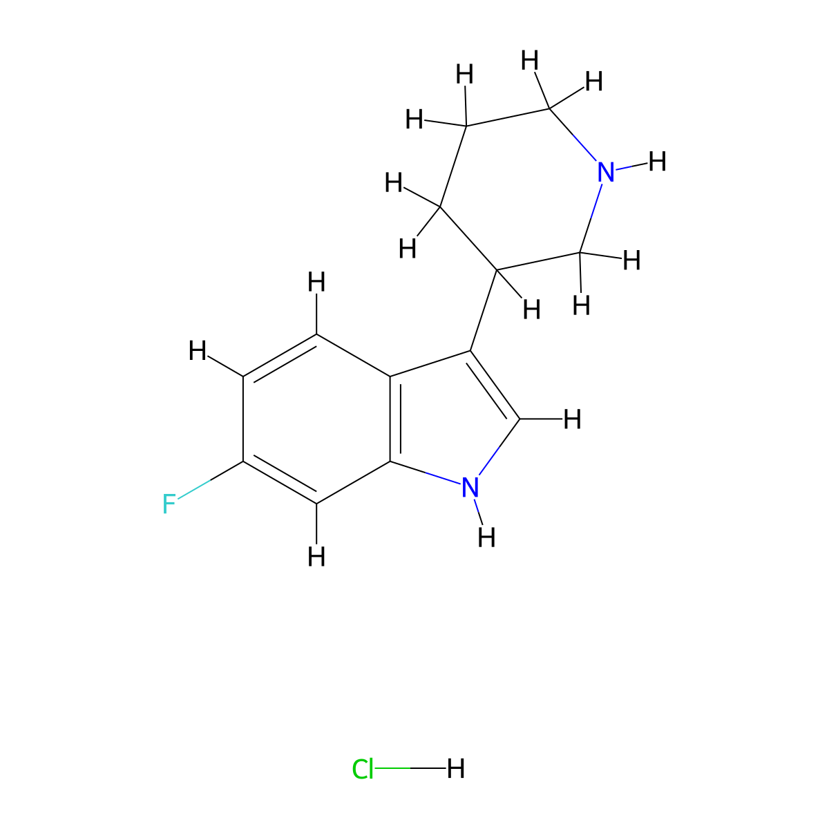 6-Fluoro-3-(piperidin-3-yl)-1H-indole hydrochloride molecular structure, CAS 1203686-01-4
