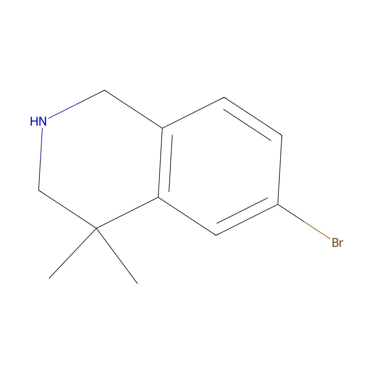6-Bromo-4,4-dimethyl-1,2,3,4-tetrahydroisoquinoline molecular structure, CAS 1203686-06-9