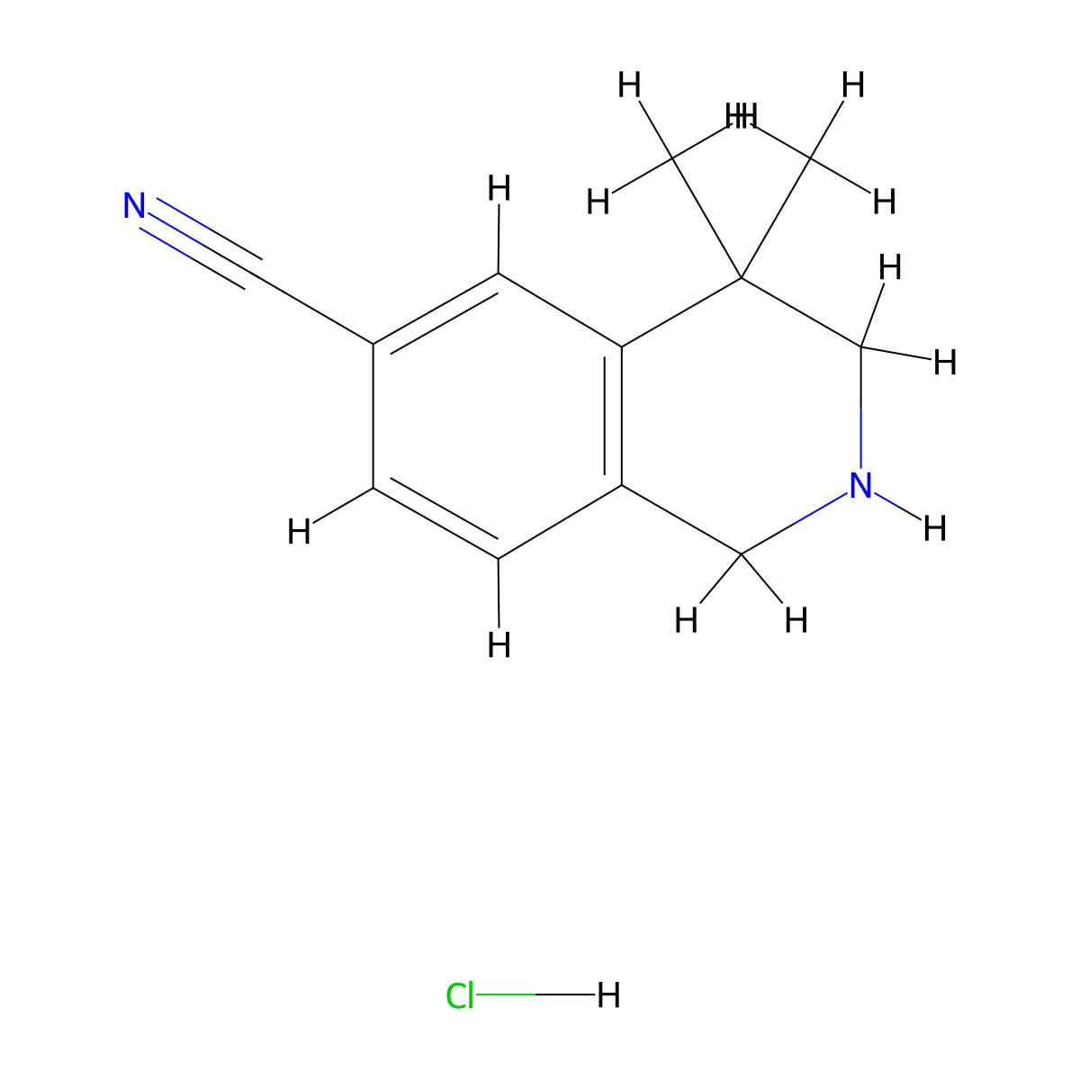 4,4-Dimethyl-1,2,3,4-tetrahydroisoquinoline-6-carbonitrile hydrochloride molecular structure, CAS 1203686-13-8