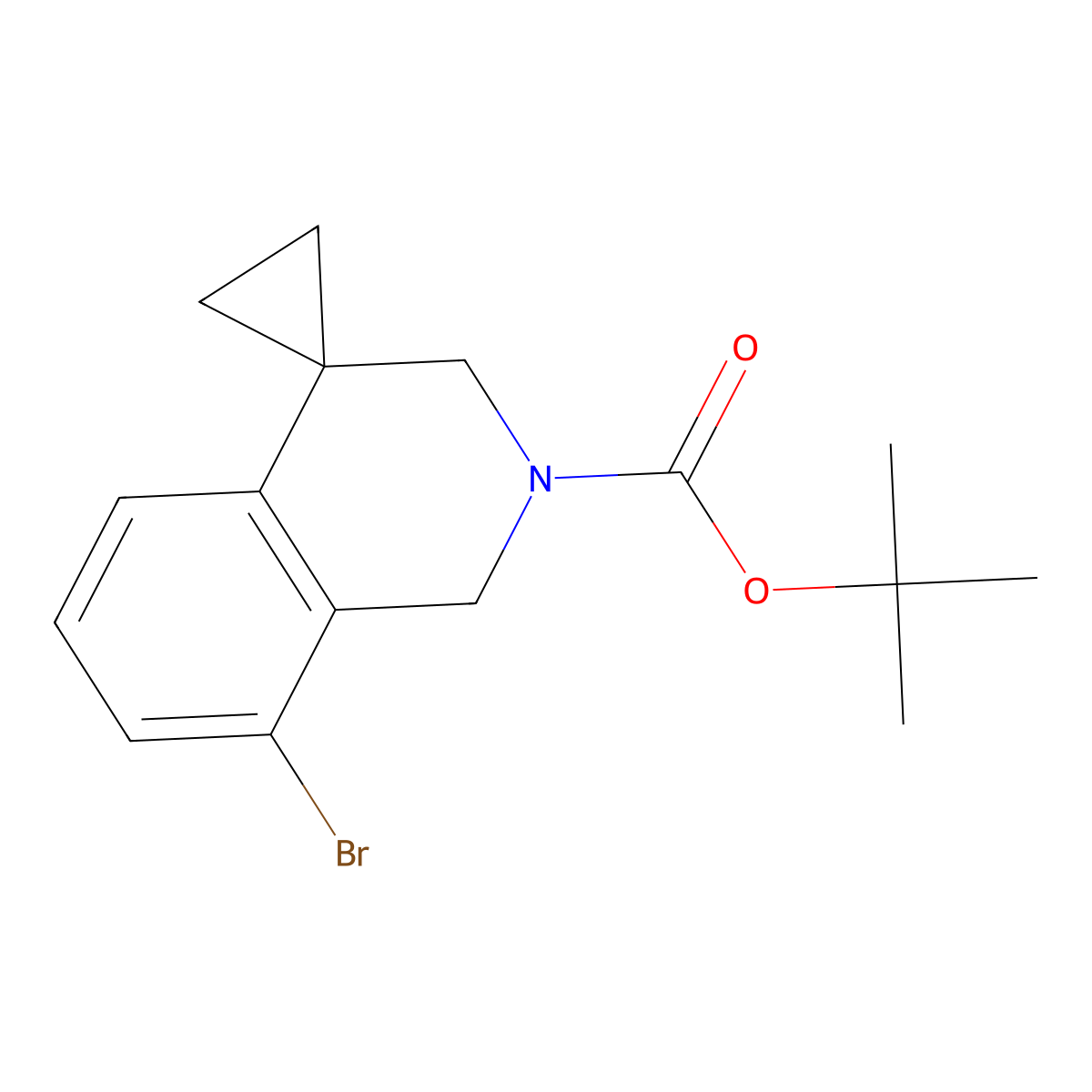 Tert-butyl 8-bromospiro[1,3-dihydroisoquinoline-4,1'-cyclopropane]-2-carboxylate molecular structure, CAS 1203686-15-0