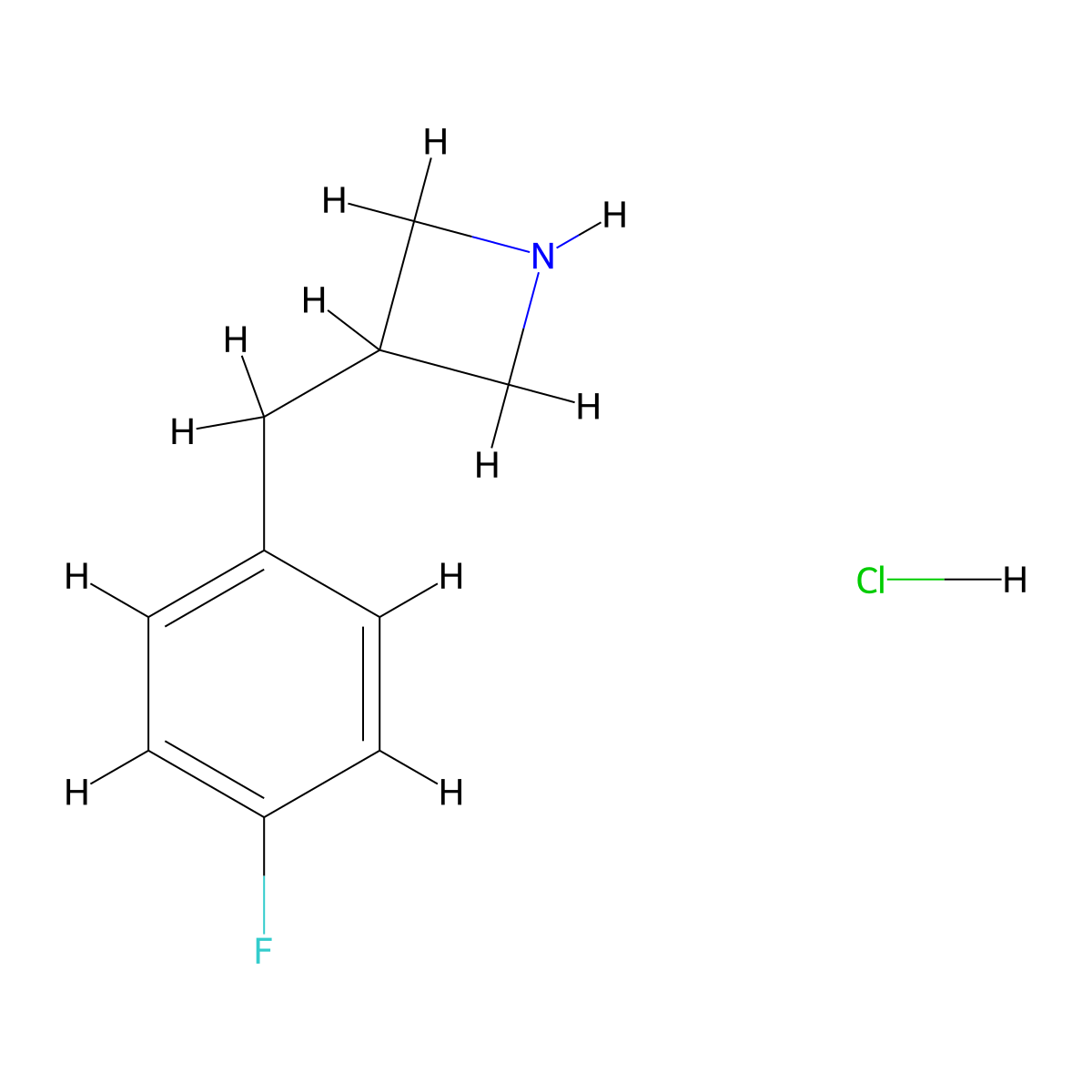 3-((4-Fluorophenyl)methyl)azetidine hydrochloride molecular structure, CAS 1203686-23-0