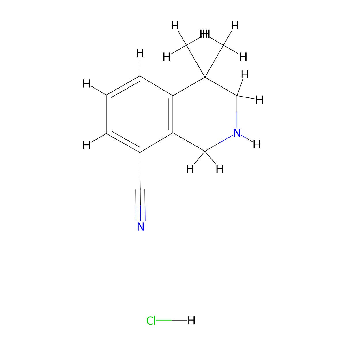 4,4-Dimethyl-1,2,3,4-tetrahydroisoquinoline-8-carbonitrile hydrochloride molecular structure, CAS 1203686-30-9