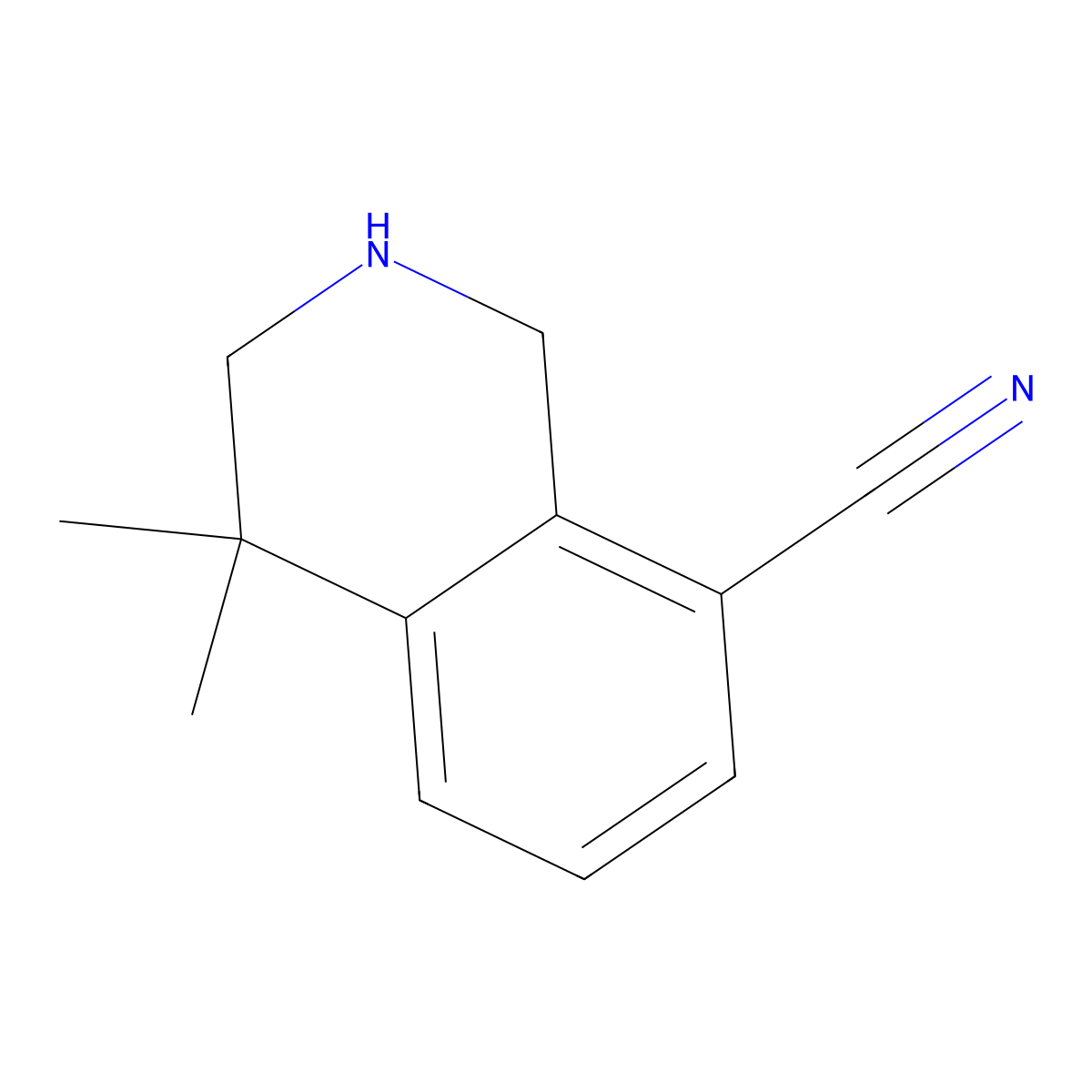 4,4-Dimethyl-1,2,3,4-tetrahydroisoquinoline-8-carbonitrile molecular structure, CAS 1203686-31-0