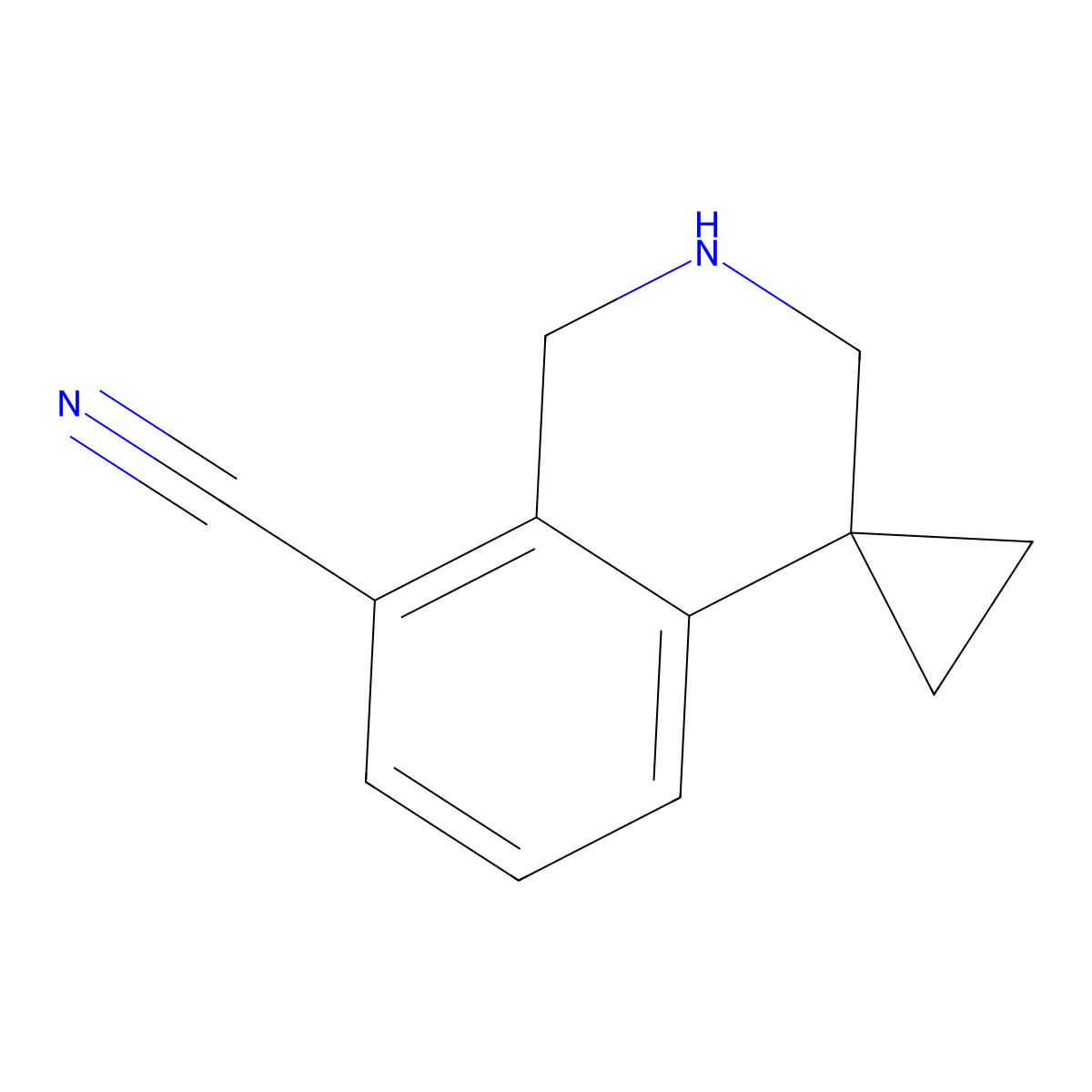2',3'-Dihydro-1'H-spiro[cyclopropane-1,4'-isoquinoline]-8'-carbonitrile molecular structure, CAS 1203686-35-4